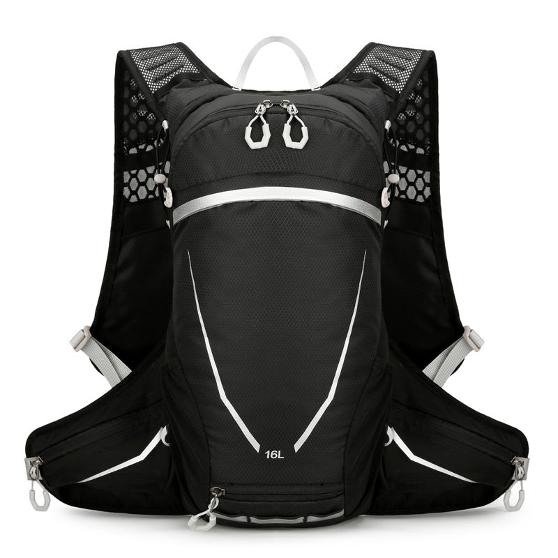 Black Lightweight 16L Outdoor Cycling & Hiking Backpack Water Repellent Nylon Daypack With Reflective Strips Daypacks
