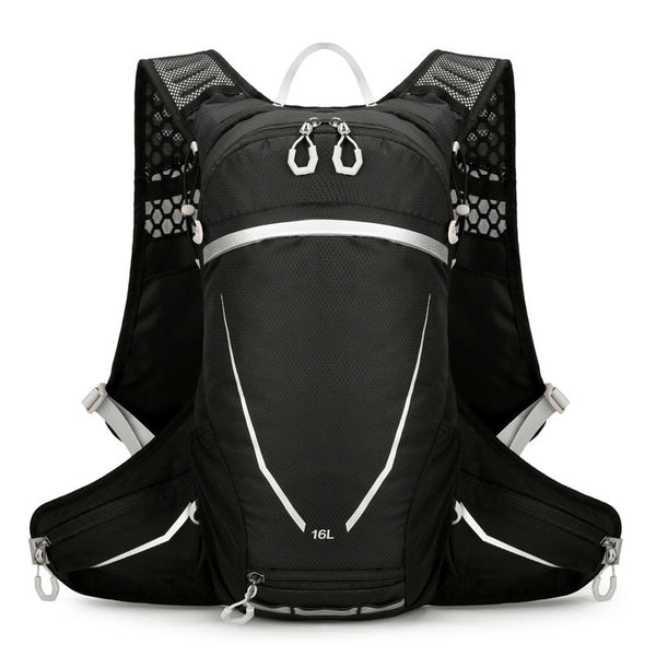 Black Lightweight 16L Outdoor Cycling & Hiking Backpack Water Repellent Nylon Daypack With Reflective Strips Daypacks