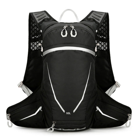 Black Lightweight 16L Outdoor Cycling & Hiking Backpack Water Repellent Nylon Daypack With Reflective Strips Daypacks