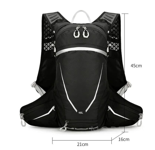 Black Lightweight 16L Outdoor Cycling & Hiking Backpack Water Repellent Nylon Daypack With Reflective Strips Daypacks