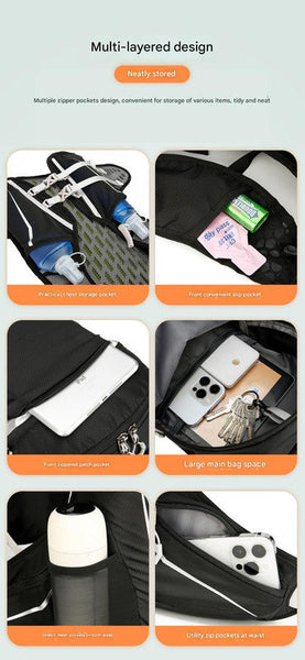 Black Lightweight 16L Outdoor Cycling & Hiking Backpack Water Repellent Nylon Daypack With Reflective Strips Daypacks