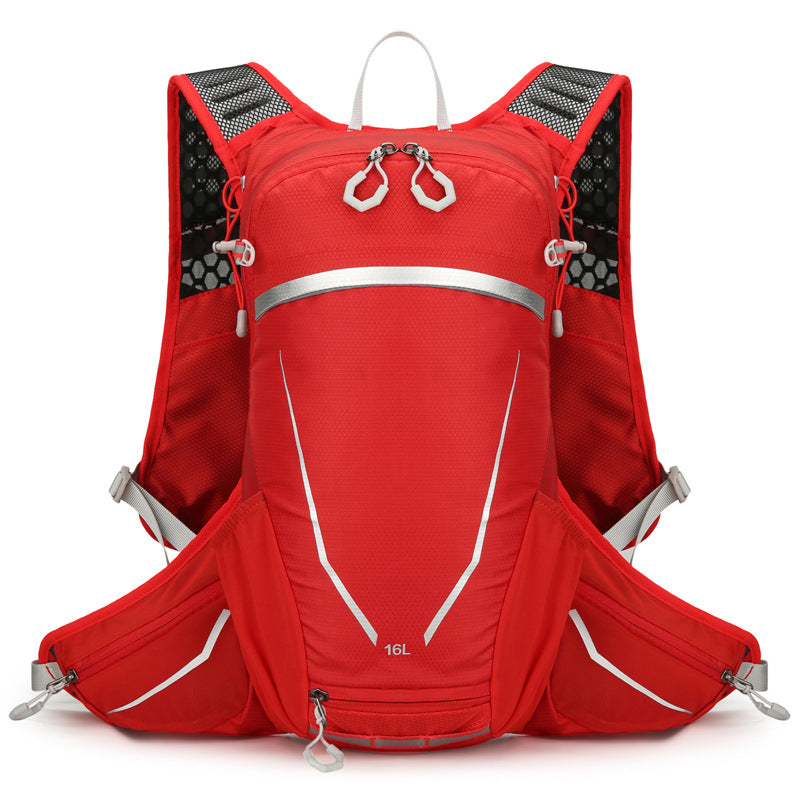 Red Lightweight 16L Outdoor Cycling & Hiking Backpack Water Repellent Nylon Daypack With Reflective Strips Daypacks