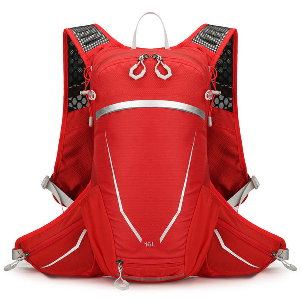 Red Lightweight 16L Outdoor Cycling & Hiking Backpack Water Repellent Nylon Daypack With Reflective Strips Daypacks