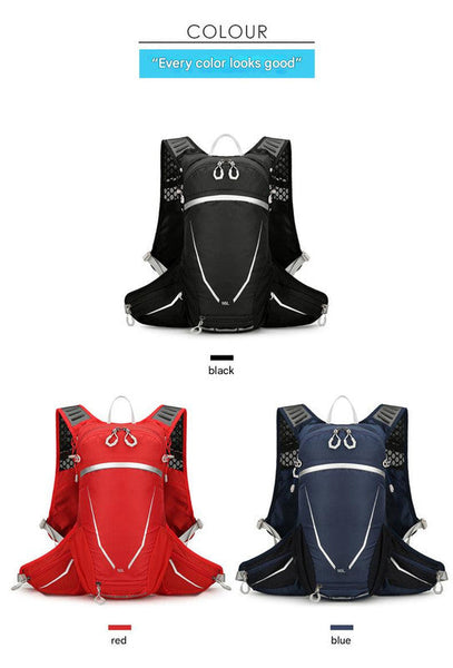 Red Lightweight 16L Outdoor Cycling & Hiking Backpack Water Repellent Nylon Daypack With Reflective Strips Daypacks