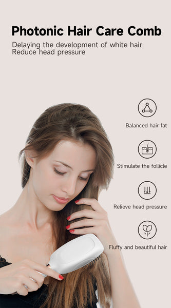 White Advanced 3 In 1 Scalp Hair Care Massage Comb Red Light Therapy Ems Microcurrent Vibration Other Massage