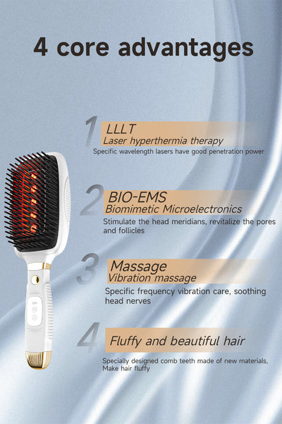 White Advanced 3 In 1 Scalp Hair Care Massage Comb Red Light Therapy Ems Microcurrent Vibration Other Massage
