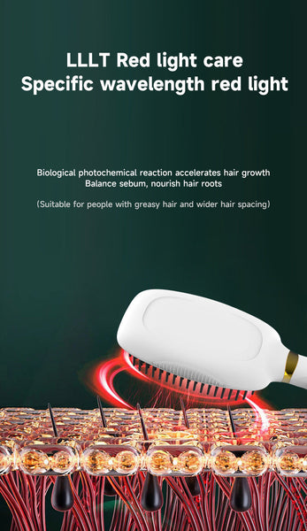 White Advanced 3 In 1 Scalp Hair Care Massage Comb Red Light Therapy Ems Microcurrent Vibration Other Massage