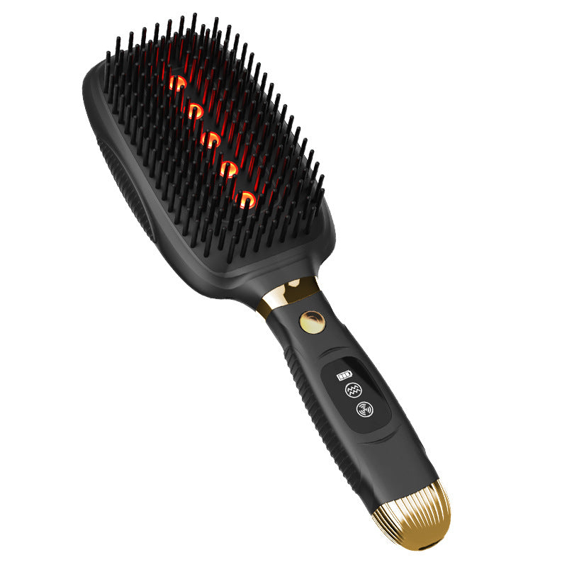 Black Advanced 3 In 1 Scalp & Hair Care Massage Comb Red Light Therapy Ems Microcurrent Vibration Other Massage