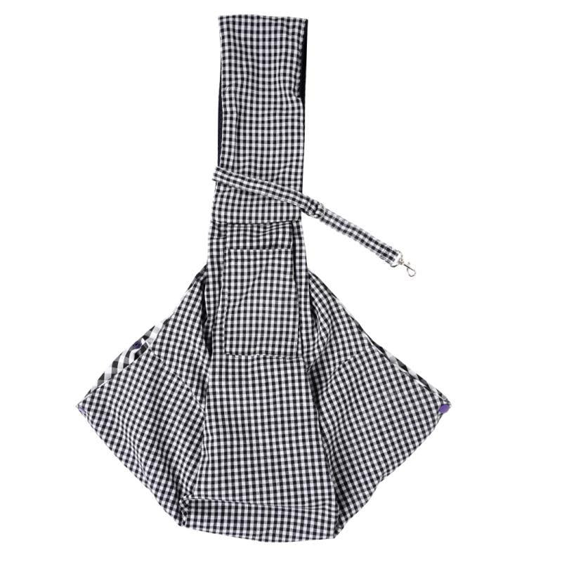 Black And White Checkered Comfortable Pet Sling Carrier Small Dogs Cats Breathable Cotton Bag Hands Free Pet Transport
