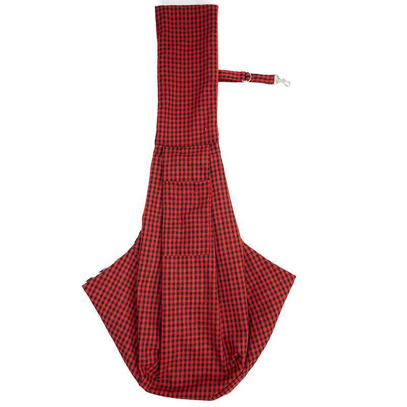 Black And Red Checkered Comfortable Pet Sling Carrier For Small Dogs & Cats Breathable Cotton Bag Hands Free Safety Features Pet Transport