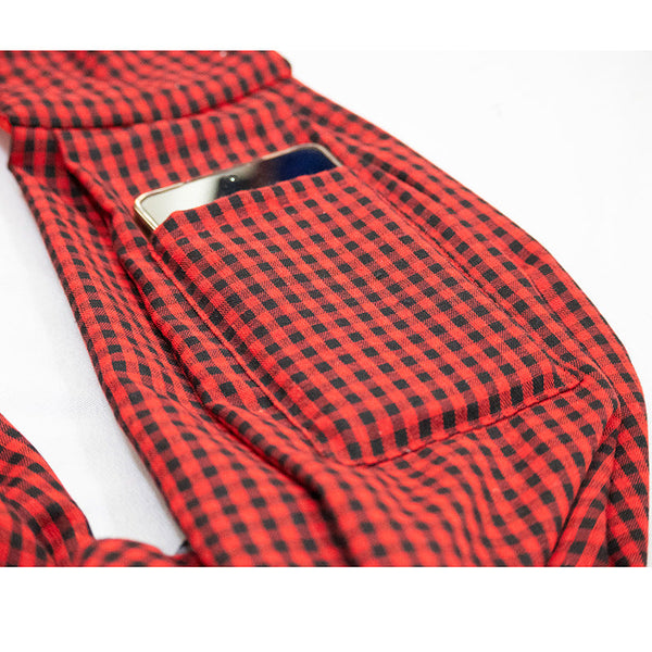 Black And Red Checkered Comfortable Pet Sling Carrier For Small Dogs & Cats Breathable Cotton Bag Hands Free Safety Features Pet Transport