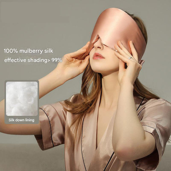 Black Luxury 19 Momme Mulberry Silk Sleep Mask Total Blackout Comfort Wide Design Adjustable Strap Sleep Masks