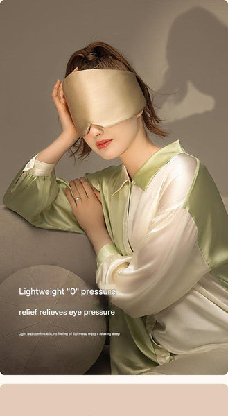 Black Luxury 19 Momme Mulberry Silk Sleep Mask Total Blackout Comfort Wide Design Adjustable Strap Sleep Masks