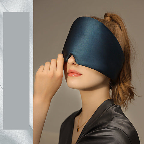 Blue Luxury 19 Momme Mulberry Silk Sleep Mask Total Blackout Comfort Wide Design & Adjustable Strap Sleep Masks