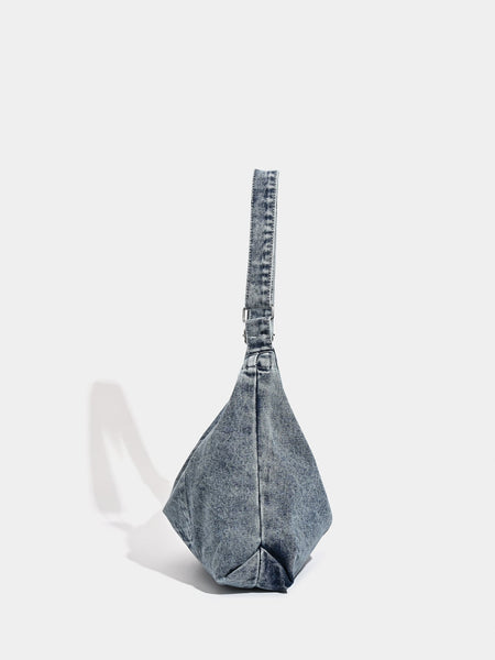 Blue Retro Washed Denim Hobo Bag Large Capacity Shoulder & Crossbody Tote For Casual Everyday Commute Women's Bags & Handbags