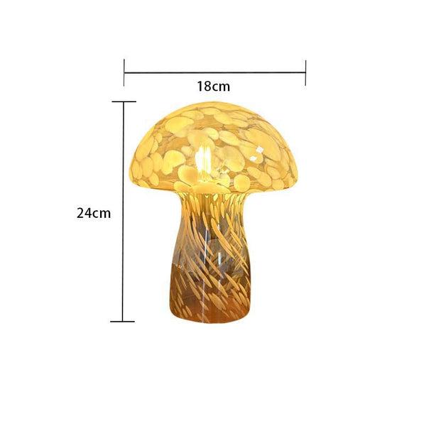 Yellow Charming Retro Glass Mushroom Table Lamp Vintage Nordic Style Bedside Light Lamps