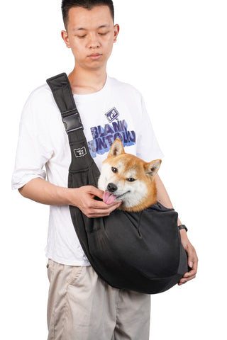 Black Breathable Pet Sling Carrier For Small Dogs Cats Adjustable Hands Free Travel Pouch With Safety Leash Pocket Small Animal Supplies