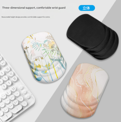 Blue Pattern Ergonomic Mouse Pad With 3D Silicone Gel Wrist Rest Stylish Comfort & Support For Office Home Mouse Pads & Wrist Rests