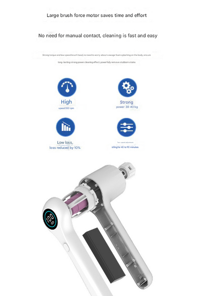 White Rechargeable Electric Spin Scrubber Waterproof Power Cleaning Brush With 5 Heads Digital Display Mops Brooms & Scrubbers