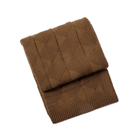 Brown Cozy Lightweight Acrylic Knit Throw Blanket Diamond Waffle Texture For Sofa Bed & Travel Blankets & Throws