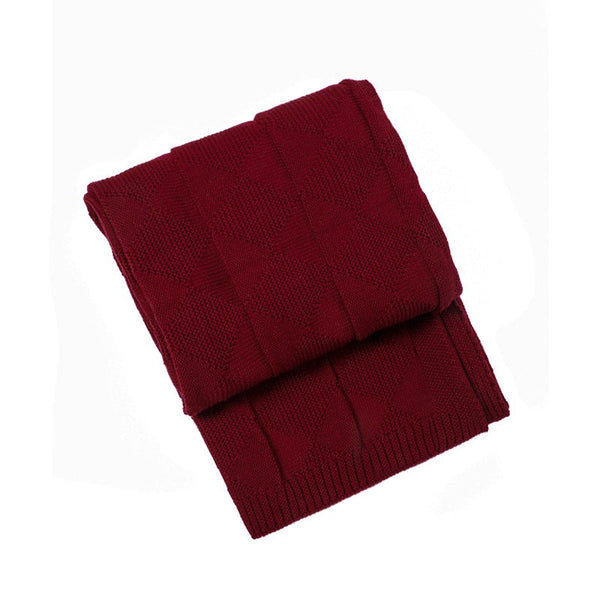 Claret Red Cozy Lightweight Acrylic Knit Throw Blanket Diamond Waffle Texture For Sofa Bed & Travel Blankets & Throws