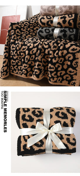 Brown And Black Luxurious Leopard Print Knit Throw Blanket Ultra Soft Jacquard Plush For Sofa Bed & Cozy Comfort (130X150cm) Blankets & Throws