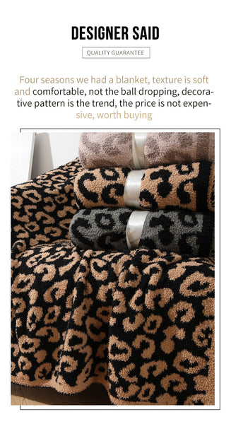 Brown And Black Luxurious Leopard Print Knit Throw Blanket Ultra Soft Jacquard Plush For Sofa Bed & Cozy Comfort (130X150cm) Blankets & Throws