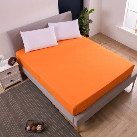 Orange Queen Size Waterproof Fitted Mattress Protector Soft & Breathable Bed Cover Hypoallergenic Deep Pocket (152X190x30cm) Mattress Toppers & Protec