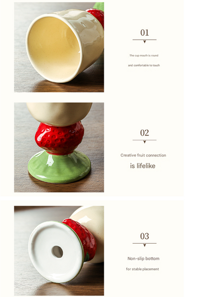 Red Whimsical Watermelon Stem Ceramic Goblet 150Ml Hand Painted Design Unique Coffee & Drinkware Gift With Box Mugs