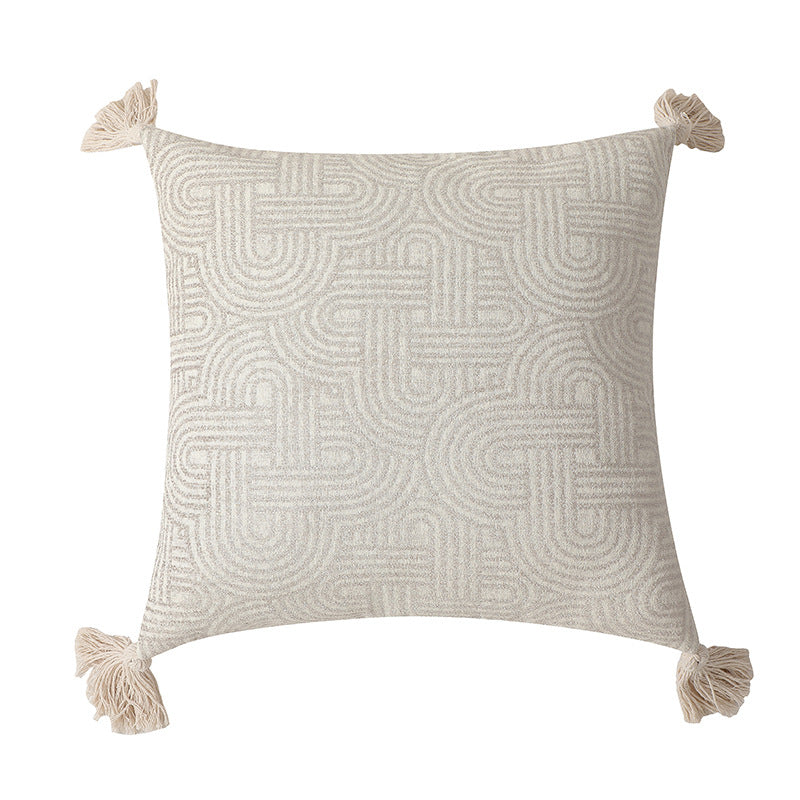 2 X Beige Chic Geometric Jacquard 45X45cm Insert Not Included Cushion Covers