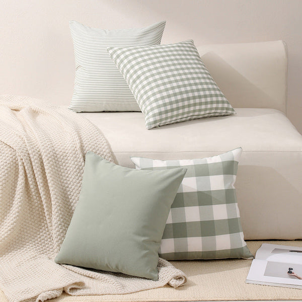 Green Solid Color Set Of 2 Decorative 45X45cm Soft Polyester (Inserts Not Included) Cushion Covers