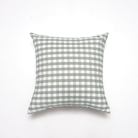 Green Small Plaid Pattern Set Of 2 Decorative 45X45cm Soft Polyester (Inserts Not Included) Cushion Covers