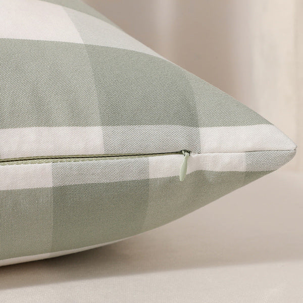 Green Small Plaid Pattern Set Of 2 Decorative 45X45cm Soft Polyester (Inserts Not Included) Cushion Covers