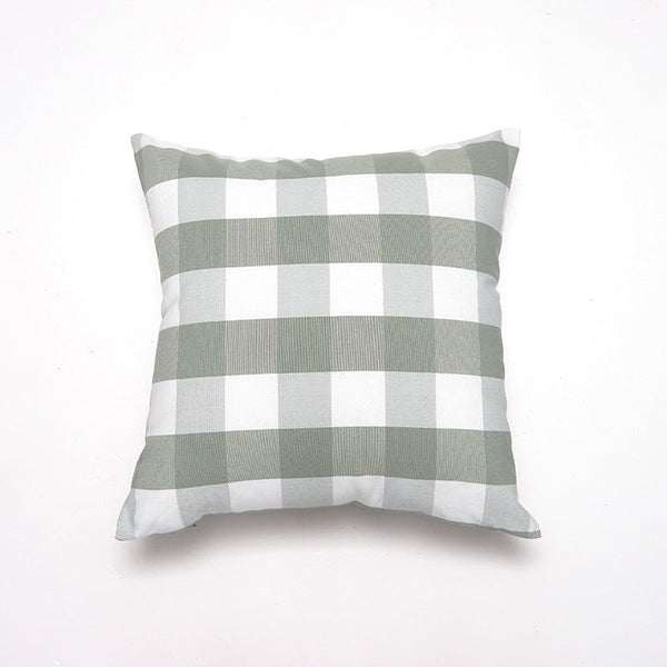Green Big Plaid Pattern Set Of 2 Decorative 45X45cm Soft Polyester (Inserts Not Included) Cushion Covers