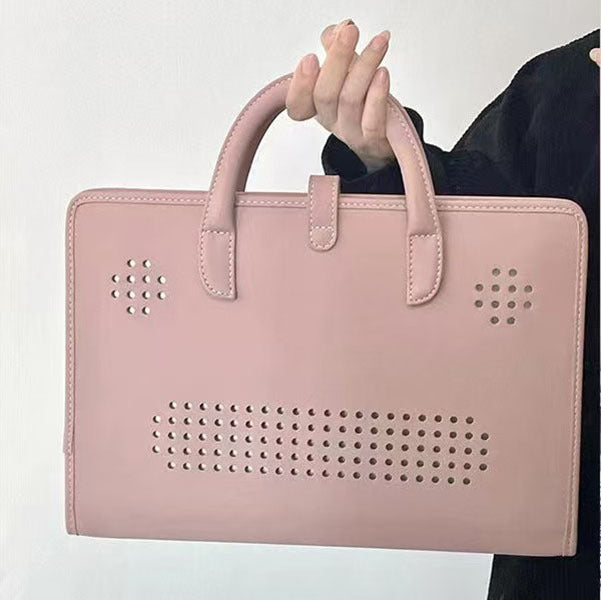 Chic Pink 14 Inch Laptop Handbag Pu Leather Sleeve With Carry Handles & Cooling Vents Laptop Cases & Bags
