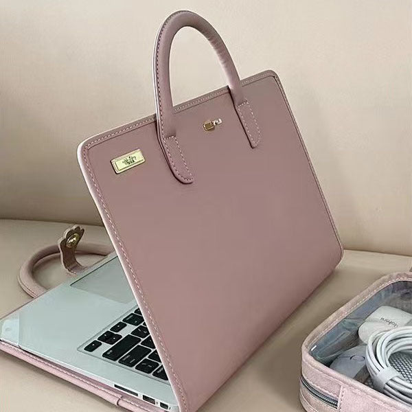 Chic Pink 14 Inch Laptop Handbag Pu Leather Sleeve With Carry Handles & Cooling Vents Laptop Cases & Bags