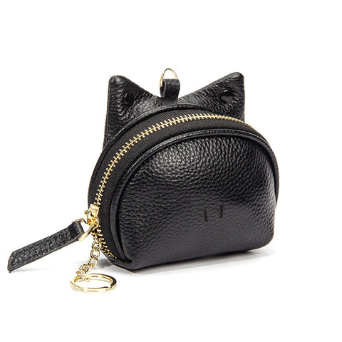 Black Leather Frog Design Coin Purse Cute Cartoon Mini Wallet Pouch For Keys & Coins With Keyring Wallets