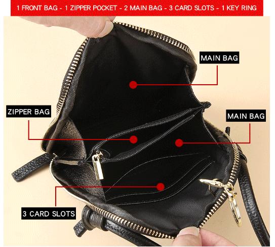 Wine Red Premium Leather Mini Crossbody Phone Bag Stylish Multi Pocket Organizer Women Women's Bags & Handbags