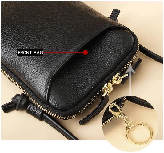 Wine Red Premium Leather Mini Crossbody Phone Bag Stylish Multi Pocket Organizer Women Women's Bags & Handbags