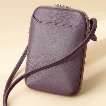 Purple Premium Leather Mini Crossbody Phone Bag Stylish Multi Pocket Organizer For Women Women's Bags & Handbags