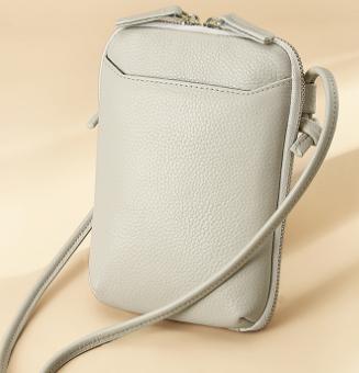 Beige Premium Leather Mini Crossbody Phone Bag Stylish Multi Pocket Organizer For Women Women's Bags & Handbags