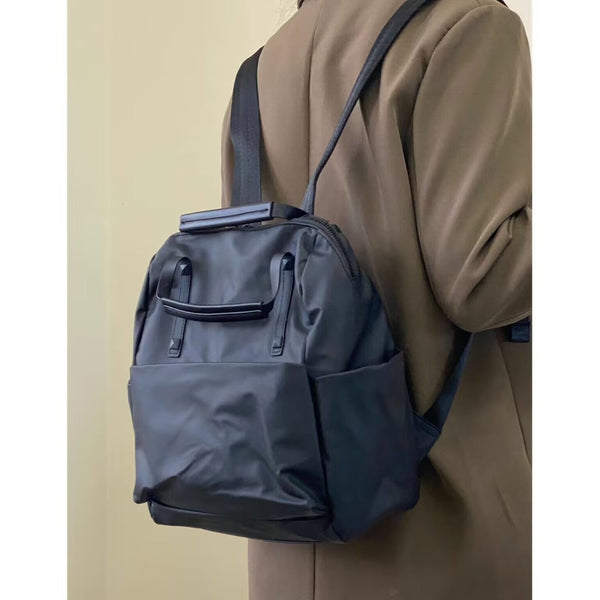 Size Black Stylish Waterproof Nylon Backpack Lightweight Multi Pocket For Travel Commute Daily Use Women's Bags & Handbags