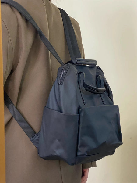 Size Black Stylish Waterproof Nylon Backpack Lightweight Multi Pocket For Travel Commute Daily Use Women's Bags & Handbags