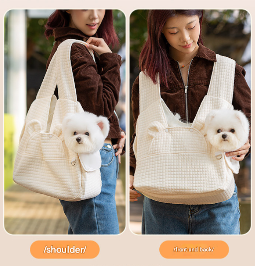 Grey Soft Quilted Pet Carrier Backpack Front Pack For Small Dogs & Cats (Up To 6Kg) | Secure X Straps Breathable Design Pet Transport