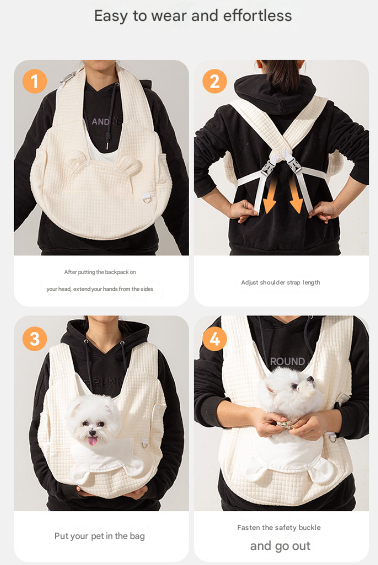 Grey Soft Quilted Pet Carrier Backpack Front Pack For Small Dogs & Cats (Up To 6Kg) | Secure X Straps Breathable Design Pet Transport