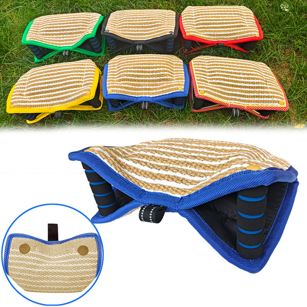 Blue And Khaki Heavy Duty Jute Dog Bite Pillow Professional Training Tug Toy With 3 Handles For Schutzhund K9 Agility & Work Other Training & Obedienc