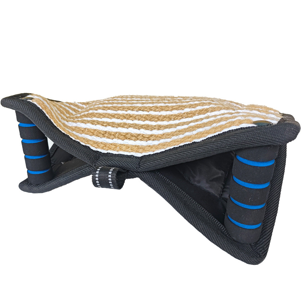 Black And Khaki Heavy Duty Jute Dog Bite Pillow Professional Training Tug Toy With 3 Handles For Schutzhund K9 Agility & Work Dog Toys