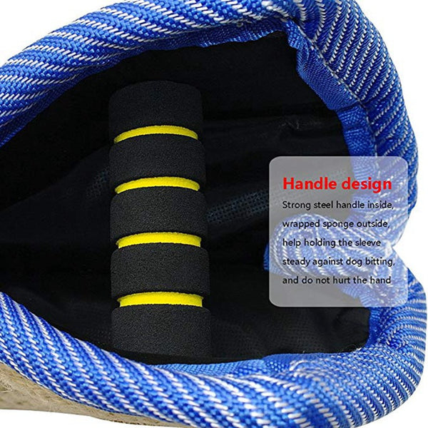 Black And Khaki Heavy Duty Jute Dog Bite Pillow Professional Training Tug Toy With 3 Handles For Schutzhund K9 Agility & Work Dog Toys