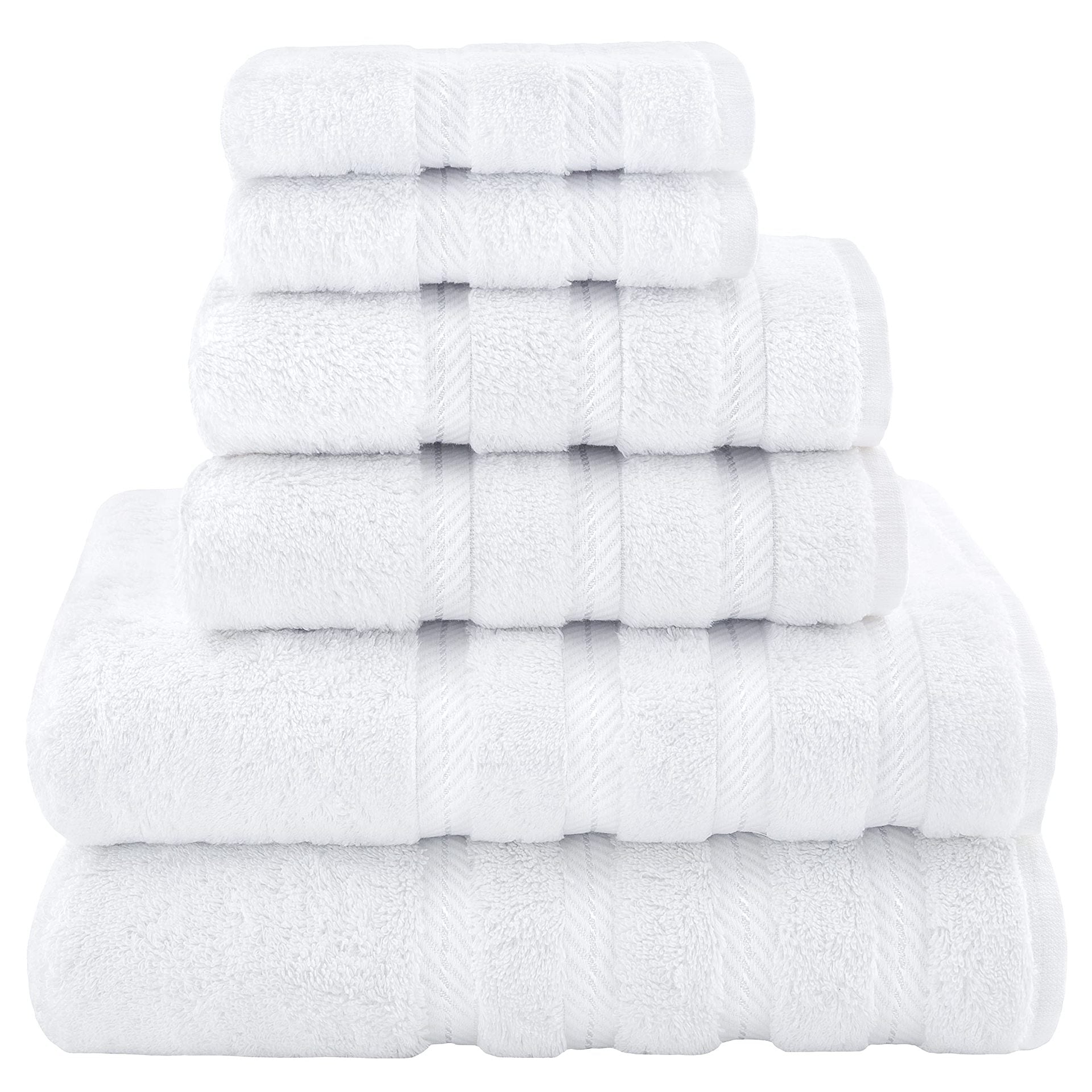 White Luxury 6 Piece Combed Cotton Towel Bale Set Ultra Soft Absorbent Bath Hand Face Towels Towels & Washcloths