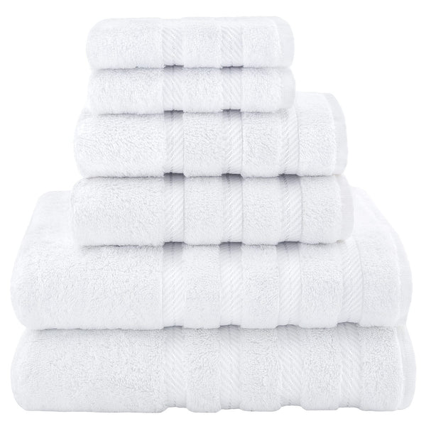 White Luxury 6 Piece Combed Cotton Towel Bale Set Ultra Soft Absorbent Bath Hand Face Towels Towels & Washcloths